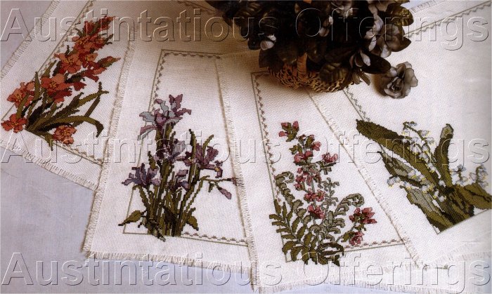 SPRING FLORAL TABLE LINENS CROSS STITCH KIT PLACEMAT SET