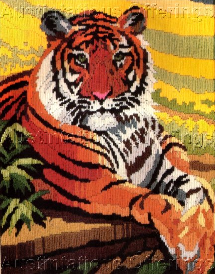 RARE ROGER REINARDY WILDLIFE LONGSTITCH NEEDLEPOINT KIT TIGER IN REPOSE