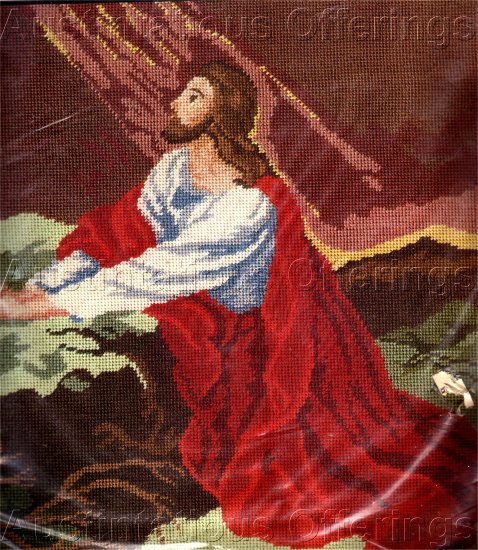 RARE HEINRICH HOFMANN REPRODUCTION INSPIRATIONAL NEEDLEPOINT KIT KNEELING JESUS CHRIST GESTHEMANE