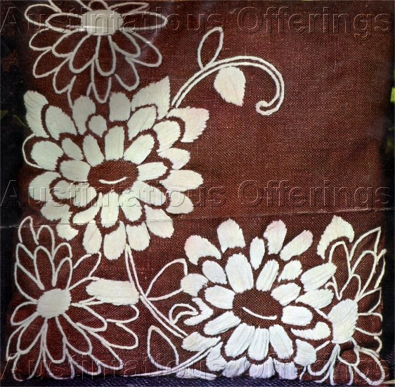 VINTAGE DAISY CREWEL EMBROIDERY KIT SHIMMERING BROWN HOMESPUN