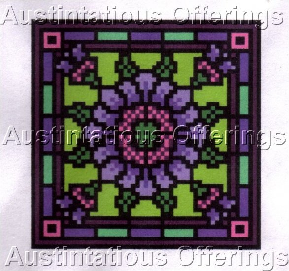 LANDMARK TAPESTRIES CORNFLOWER PIN CUSHION CROSS STITCH CHART NOT KIT VICTORIAN STAINED GLASS STYLE