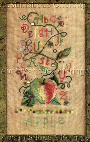 SISTERS & BEST FRIENDS FRUIT SALAD CROSS STITCH SAMPLER APPLE CHART/ LEAFLETTE NOT KIT