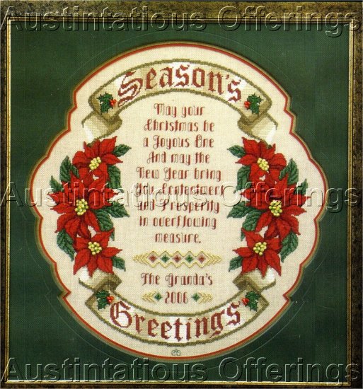SEASON'S GREETINGS SAMPLER CROSS STITCH CHART NOT KIT