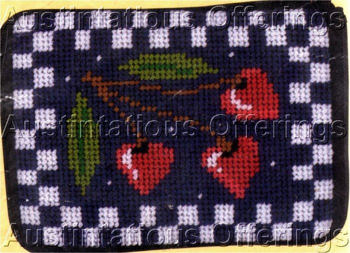 PREASSEMBLED CHERRY HEARTS NEEDLEPOINT COIN CREDIT CARD PURSE CASE KIT