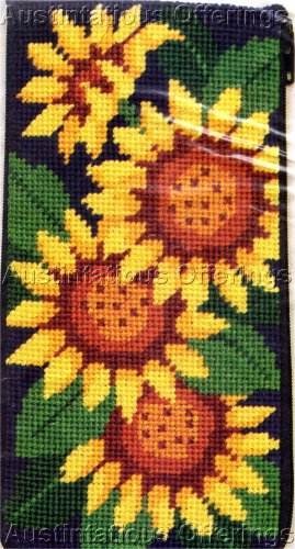 PREASSEMBLED NEEDLEPOINT BRIGHT SUNFLOWERS EYEGLASS/CELLPHONE CASE