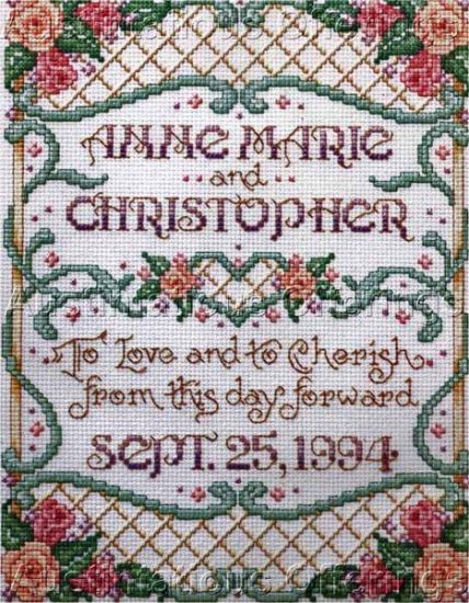 Sandy Orton Floral Wedding Sampler Counted Cross Stitch Kit Love Cherish