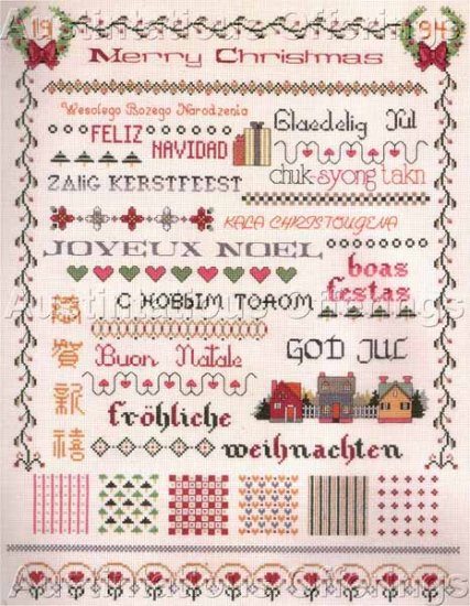 Rare Bombard Merry Christmas Sampler Cross Stitch Kit Around World