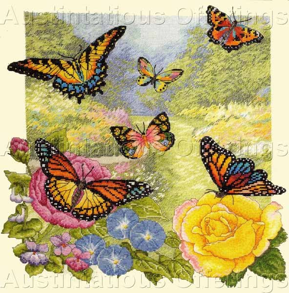 Exquisite Butterflies in Summer Garden Counted Cross Stitch Kit Heirloom