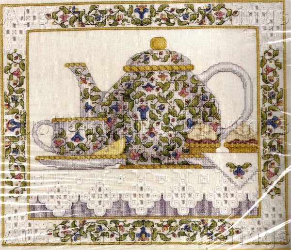 Rare Tea Pot Still Life Cross Stitch Kit Evenweave Wentzler Hardanger