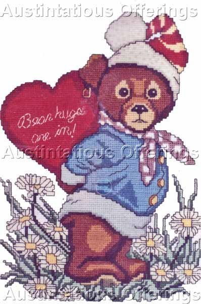ADORABLE TEDDY BEAR VALENTINE CROSS STITCH KIT BEAR HUGS