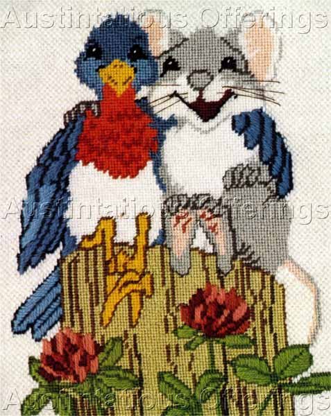Rare Powell Bluebird Mouse Textured Needlepoint Kit Peep Squeak