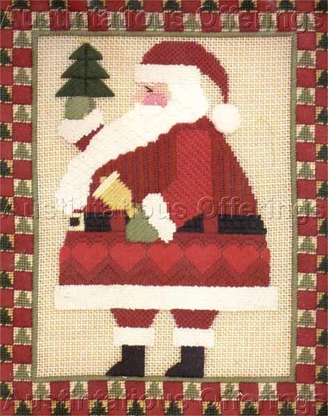 RARE KEVIN BURGESS CHRISTMAS FOLK ART SANTA CLAUS TEXTURED NEEDLEPOINT KIT