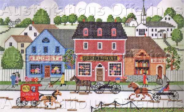HARD TO FIND CHARLES WYSOCKI FOLK ART VILLAGE LANE STAMPED CROSS STITCH KIT NEW ENGLAND MEMORIES