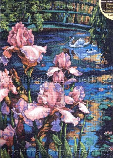 Weberbauer Spring Iris Pond Cross Stitch Kit Swan and Cygnets
