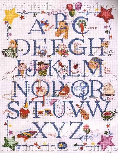 Rare Rose Kennedy Alphabet Sampler Counted Cross Stitch Kits ABC Childhood Fun