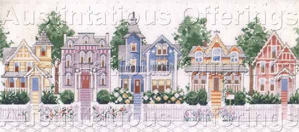 Rare Rossi Street Scene Counted Cross Stitch Kit Victorian Homes