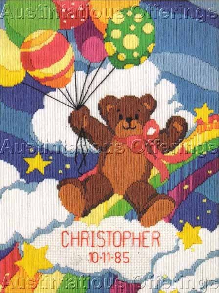 Lucy Rigg Teddy Bear Rainbow Longstitch Needlepoint Kit Birth Record