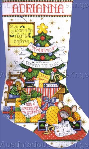 Joan Elliott Christmas Mouse Counted Cross Stitch Stocking Kit