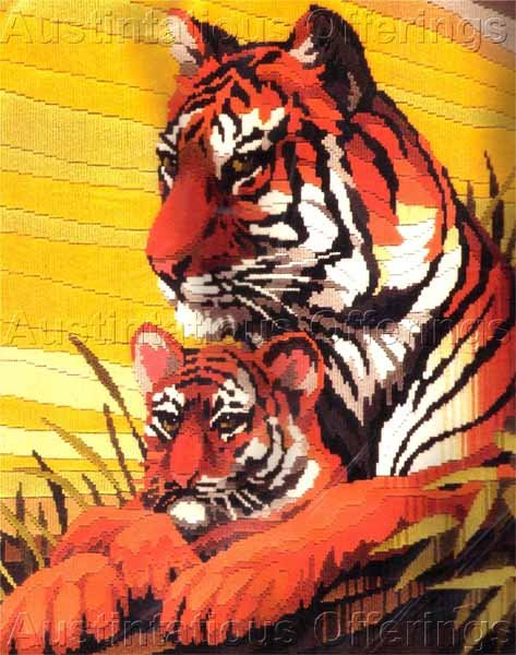HARD TO FIND ROGER REINARDY WILDLIFE LONGSTITCH NEEDLEPOINT KIT TIGER AND CUB