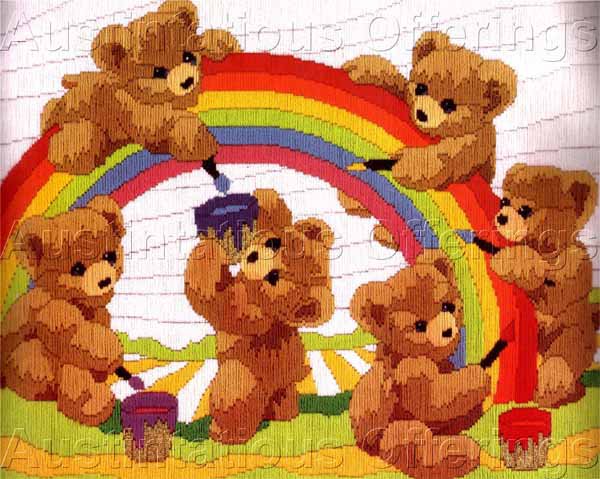 Bright Rainbow Bears Longstitch Needlepoint Kit Reinardy