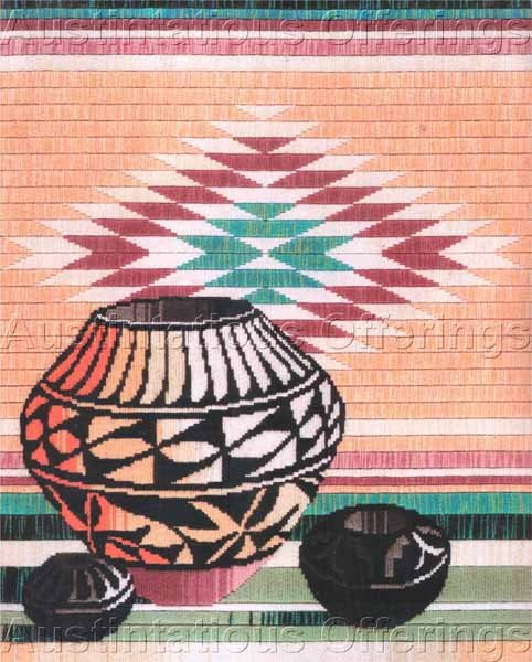 RARE REINARDY SOUTHWEST STILL LIFE LONGSTITCH NEEDLEPOINT KIT NATIVE POTTERY WOVEN BLANKET