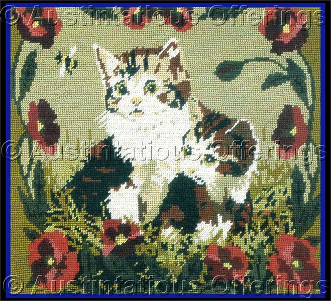 SARA DAVENPORT VICTORIAN CAT PORTRAIT TAPESTRIES INNOCENT KITTENS NEEDLEPOINT KIT