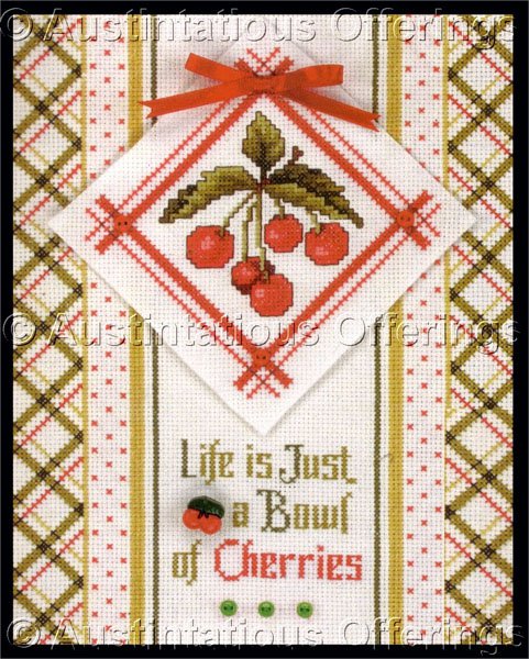 Life is Just a Bowl of Cherries Cross Stitch Kit DooDad Series Marchie