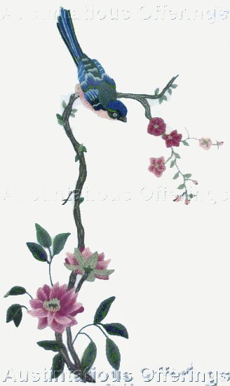 RARE WILLIAMS TRADITIONAL ORIENTAL BIRD BLOSSOMS CREWEL EMBROIDERY KIT