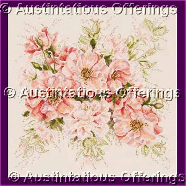 Mayhew Coral Pink Rose Spray Cross Stitch Kit Flower Garden