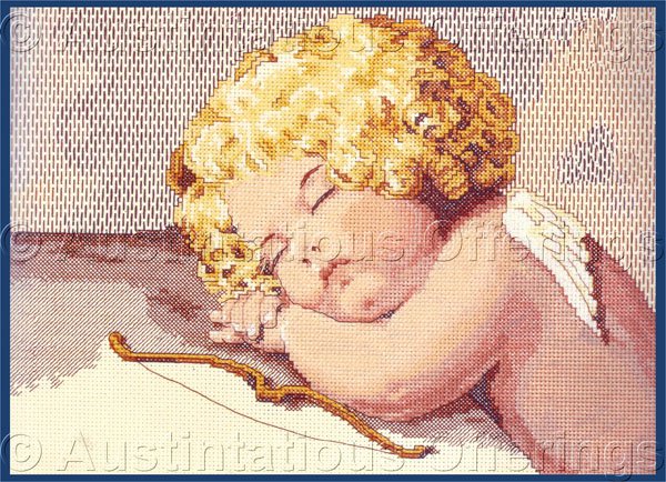 Rare Bessie Pease Gutmann Child Portrait Cross Stitch Kit Cupid Napping