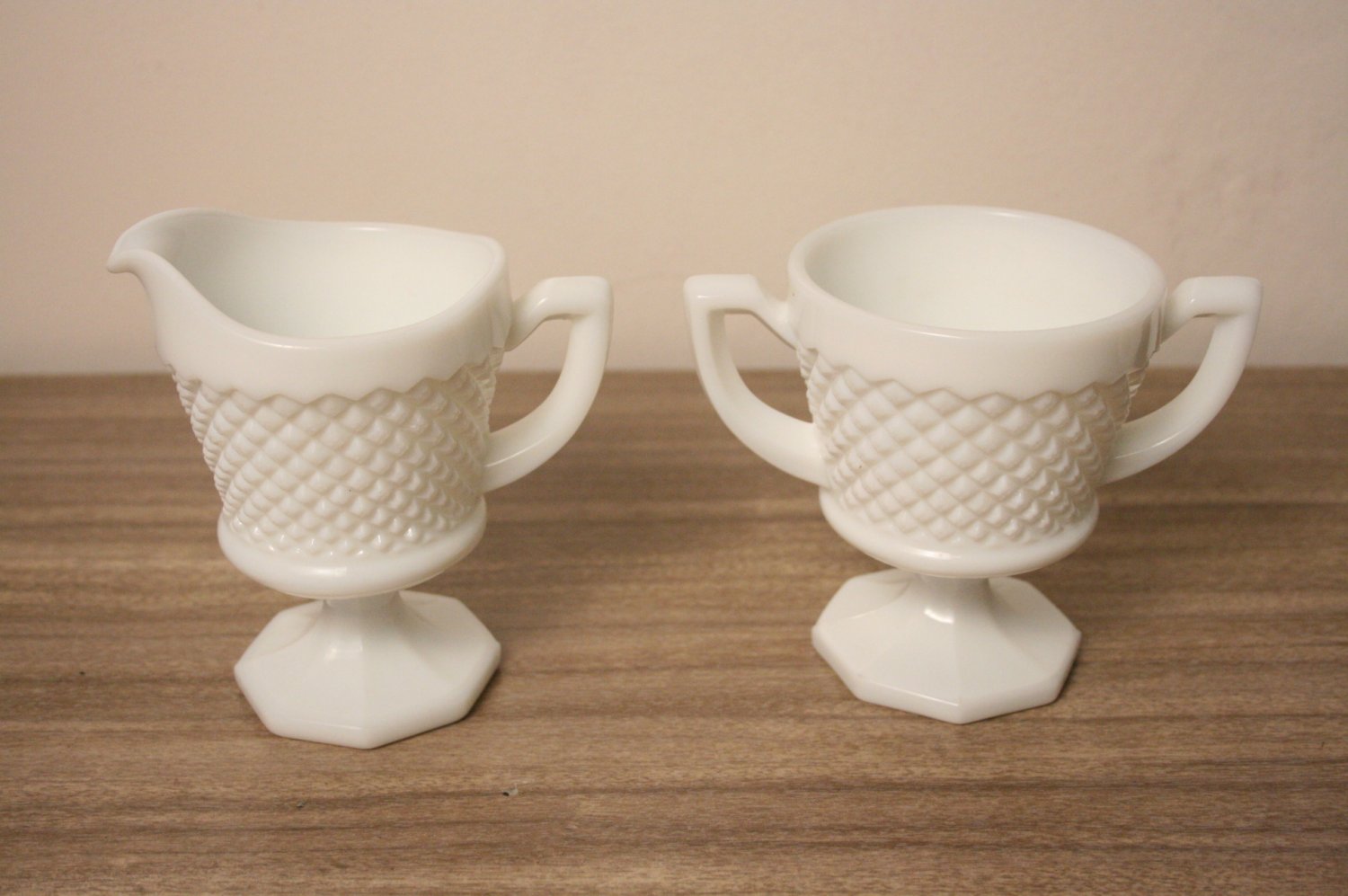 Milk Glass Westmoreland Sugar Bowl Creamer Set Vintage Chic