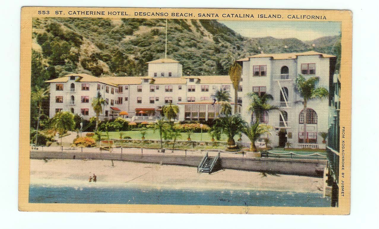 St Catherine Hotel Descanso Beach Santa Catalina Island CA California Postcard 1951