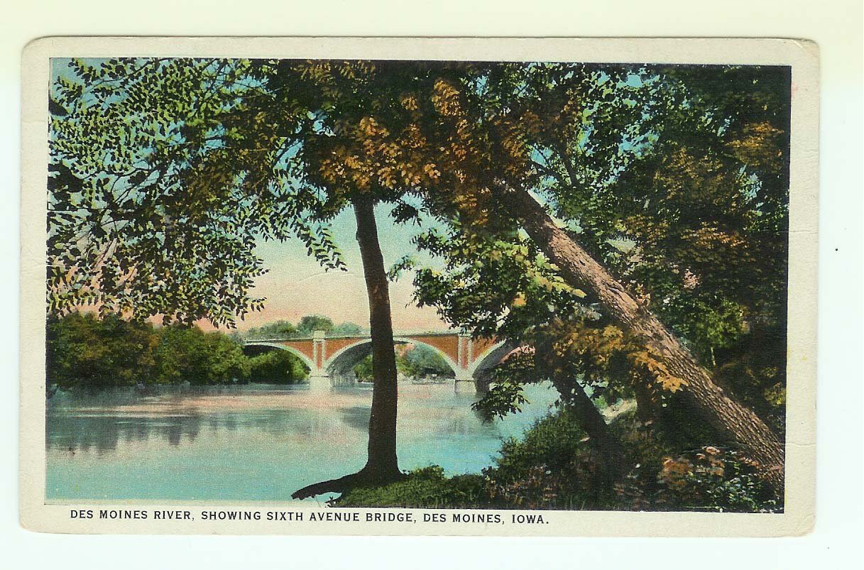 Des Moines IA Iowa Sixth Street Bridge 1923 postcard