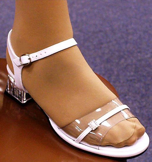 NIB White, Clear Vinyl & Rhinestone Toddler Sandals 6.5" Long Sz 10