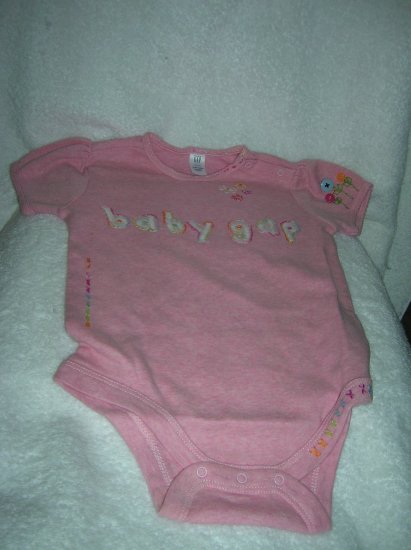 Gap Embroidered pink onesies heath/18-24 M