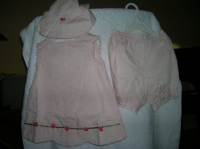 Pink 24 Months 3-piece Rosebud Dress Hat & Under Short