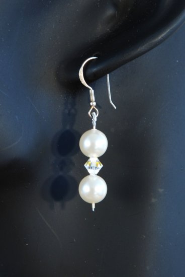 Designer bridal, crystal earrings jewelry, Swarovski Crystal Cream Pearls & Crystal AB - EAR 0011