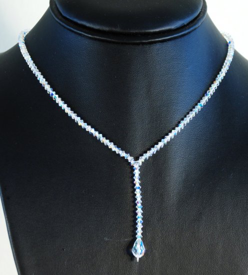 Designer fashion, bridal, prom crystal necklace jewelry, Swarovski Crystal AB - NEC 0003