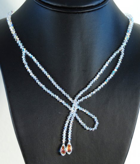 Designer fashion, bridal, prom crystal necklace jewelry, Swarovski Crystal AB - NEC 0005