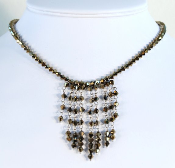 Designer fashion, bridal, prom crystal necklace jewelry, Swarovski Crystal Dorado 2X - NEC 0011