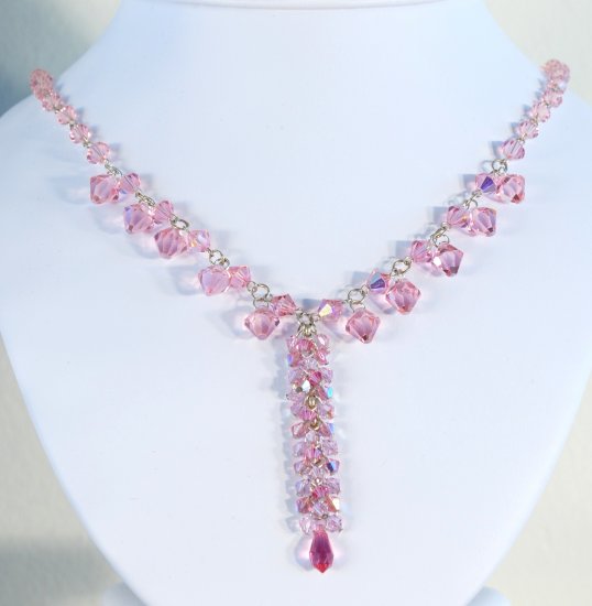 Designer crystal necklace jewelry, Swarovski Rose AB / Rose AB 2X / Rose Satin / Rose - NEC 0014