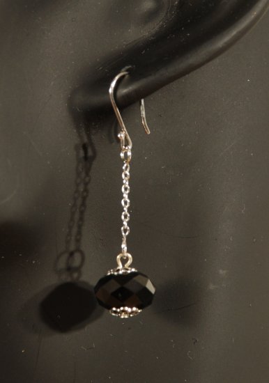 Designer bridal, crystal earrings jewelry, sterling silver Swarovski Jet AB & Silver - EAR 0022