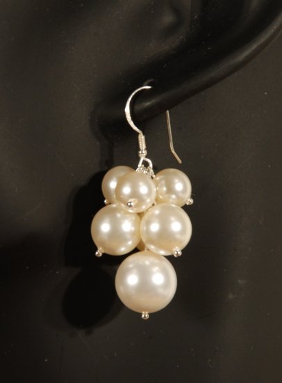 Designer fashion, bridal, prom crystal earrings jewelry, Swarovski Creamrose Light Pearl - EAR 0023