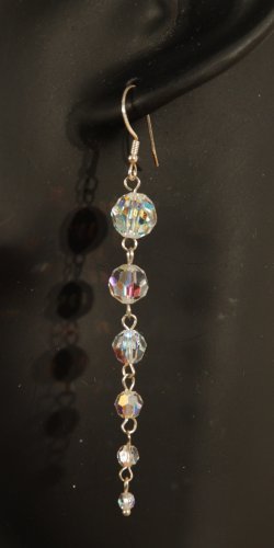 Designer fashion, bridal, prom crystal earrings jewelry, Swarovski Crystal AB - EAR 0025