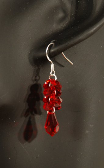 Designer fashion, bridal, prom crystal earrings jewelry, Swarovski Siam - EAR 0027