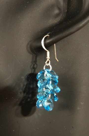 Designer fashion, bridal, prom crystal earrings jewelry, Swarovski Aquamarine - EAR 0029
