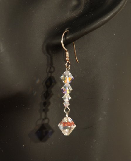 Designer fashion, bridal, prom crystal earrings jewelry, Swarovski Crystal AB - EAR 0030