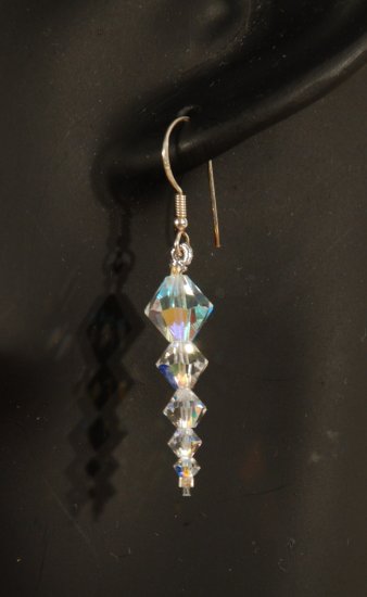 Designer fashion, bridal, prom crystal earrings jewelry, Swarovski Crystal AB - EAR 0031