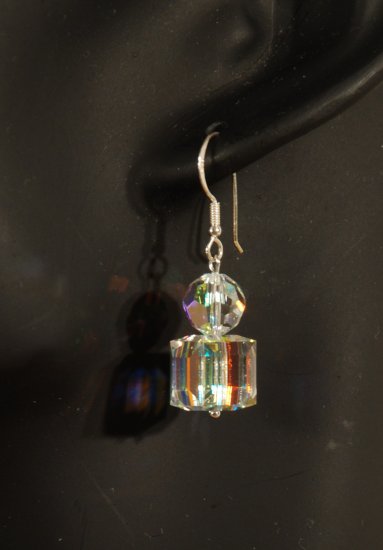 Designer fashion, bridal, prom crystal earrings jewelry, Swarovski Crystal AB - EAR 0032