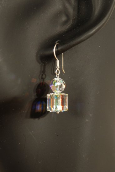 Designer fashion, bridal, prom crystal earrings jewelry, Swarovski Crystal AB - EAR 0033